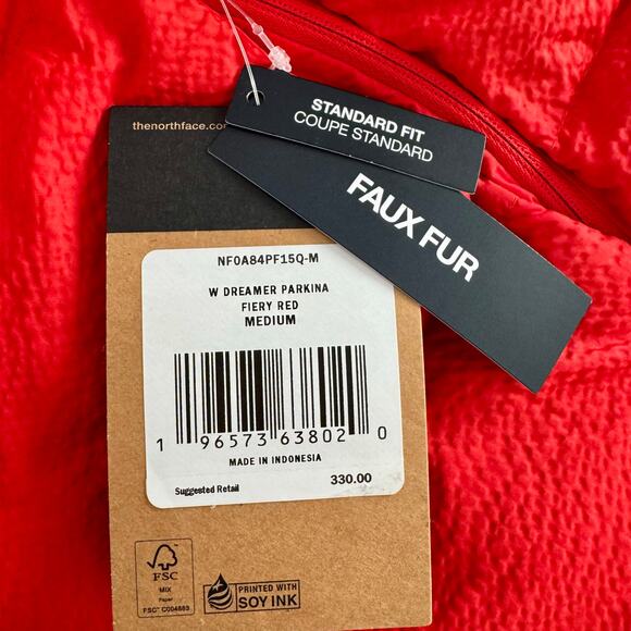 North Face TNF Dreamer Parkina 600 Down Winter Jacket Coat Red New sz medium - Picture 10 of 16